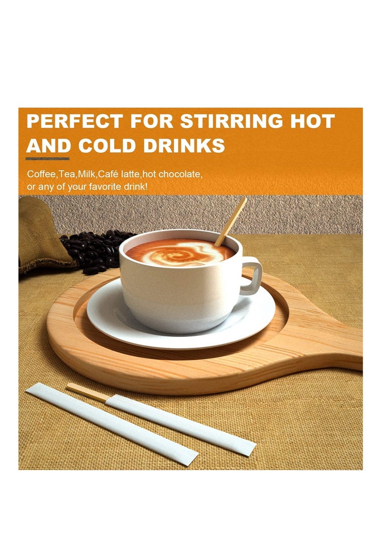 MARKQ 19cm Disposable Wooden Coffee Stirrers [100 Pack] Individually Wrapped Stir Sticks for Tea, Hot Chocolate and Craft Projects  - Image 4