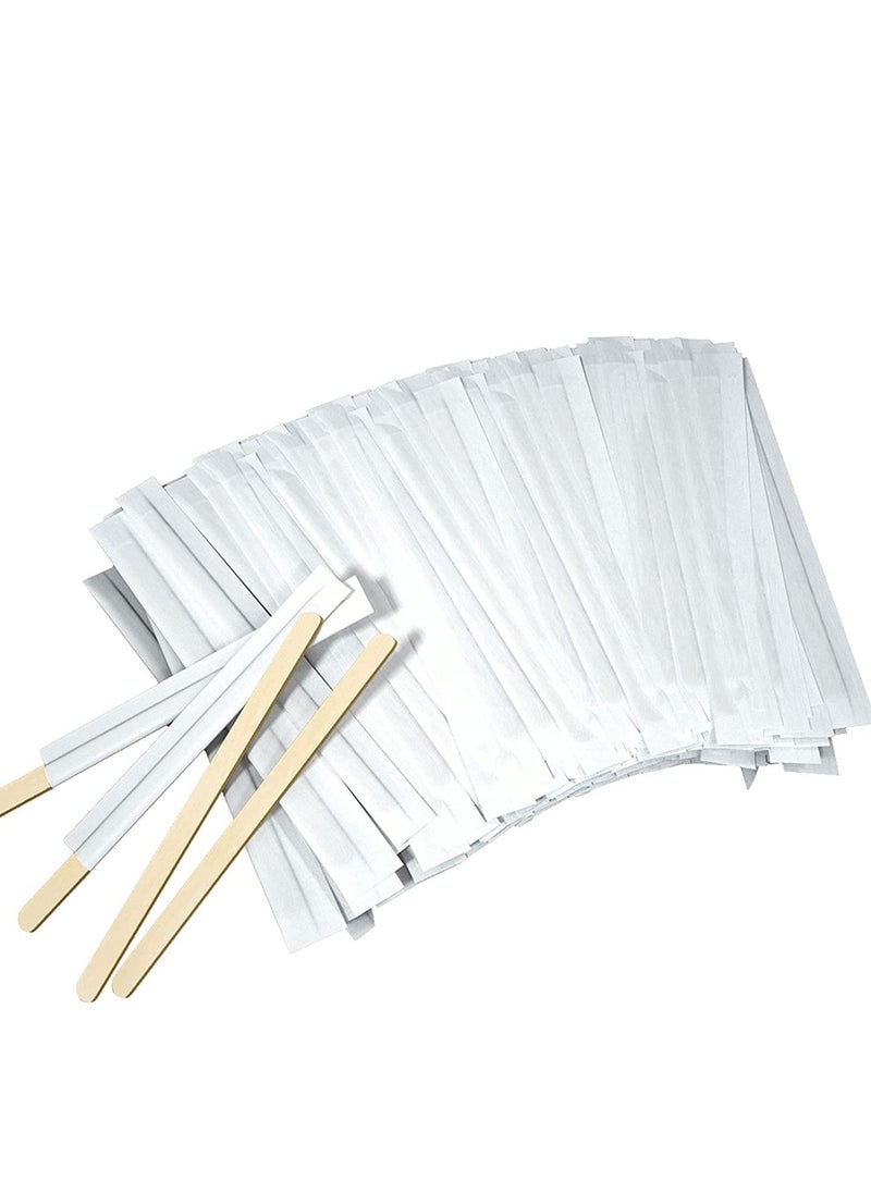 MARKQ 19cm Disposable Wooden Coffee Stirrers [100 Pack] Individually Wrapped Stir Sticks for Tea, Hot Chocolate and Craft Projects  - Image 1