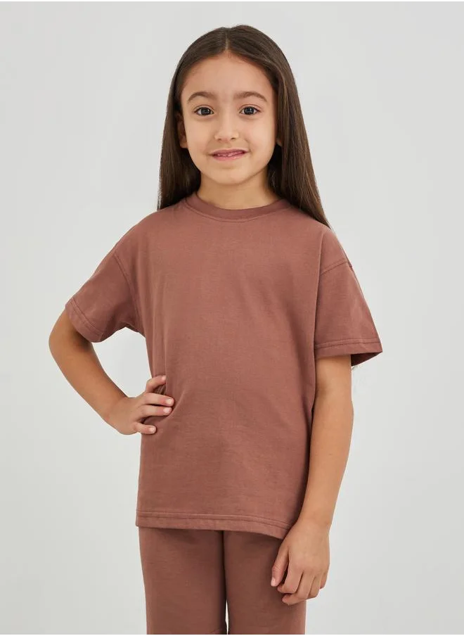 Styli Styli Solid Oversized T-Shirt with Cycle Shorts Set