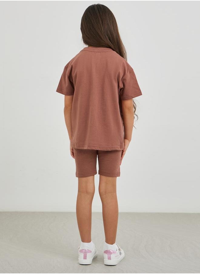 Styli Styli Solid Oversized T-Shirt with Cycle Shorts Set  - Image 5