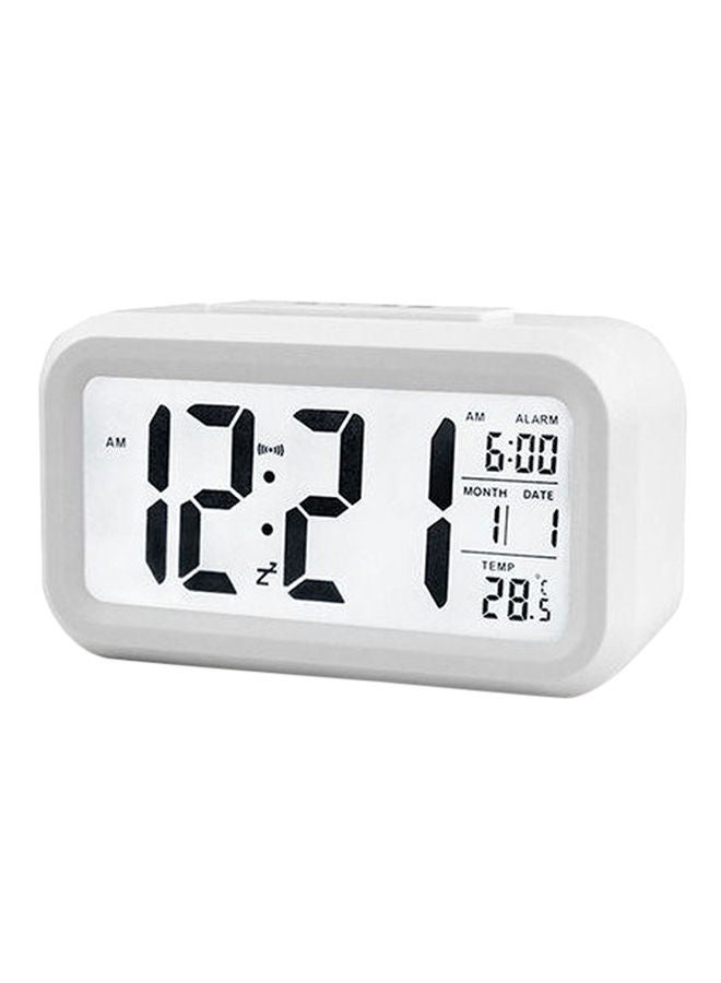 NIBEMINENT Luminous Digital Alarm Clock White/Grey 13.5x7.5x4.5centimeter