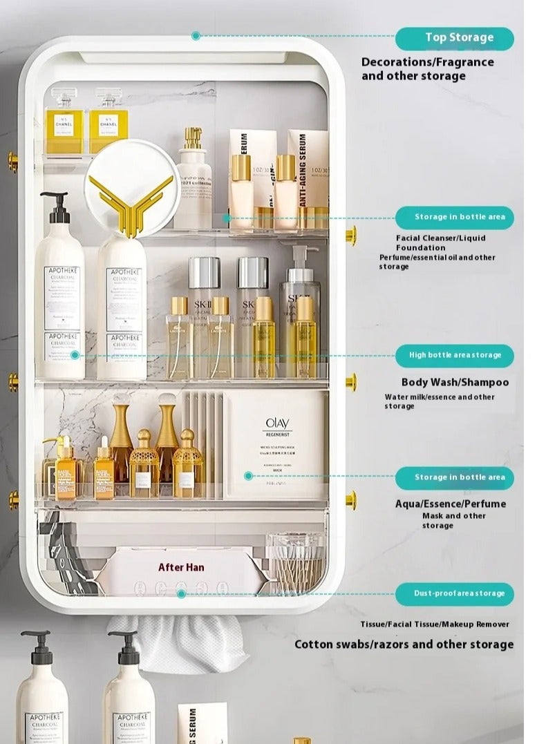 منظم مكياج، حالة عرض تخزين تجميل قابلة للتعديل تدور 360 درجة كبيرة، تناسب المجوهرات، فرش المكياج، أحمر الشفاه - Image 1
