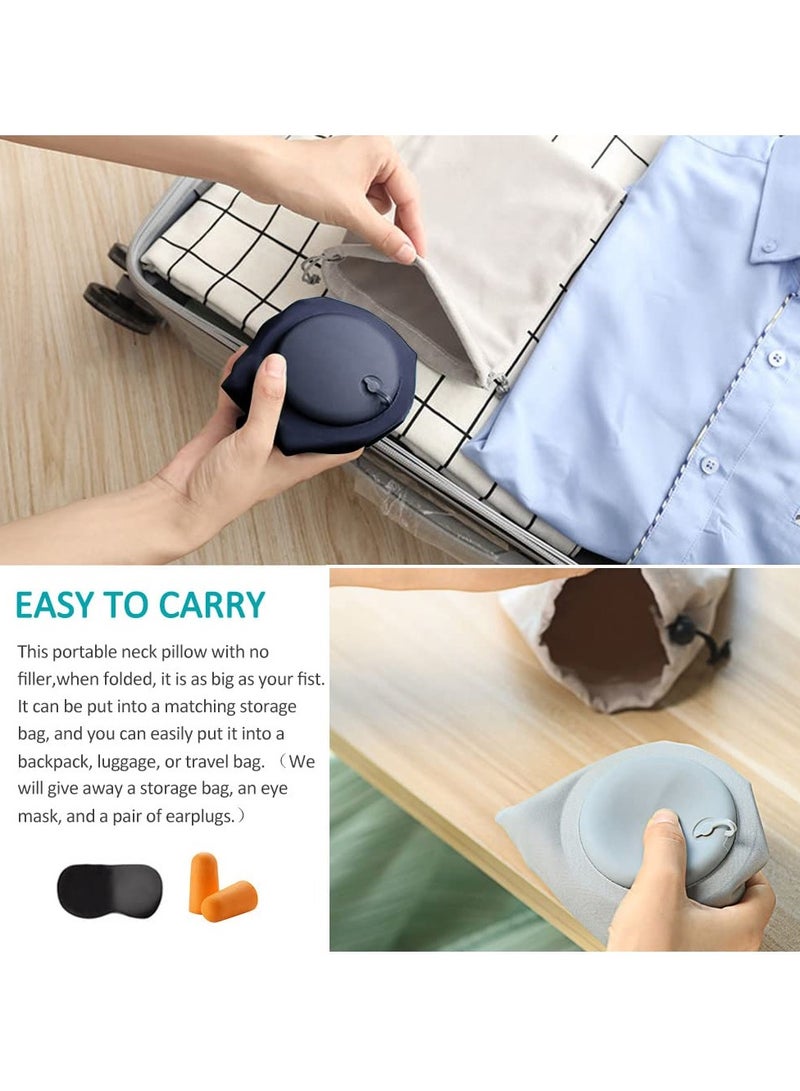 Inflatable Travel Pillow, Adjustable Inflatable Neck Pillow, Portable Inflatable Pillow U-Shaped with Eye Mask,Earplug and Carry Bag, for Airplanes,Traveling,Lumbar Support - Image 4
