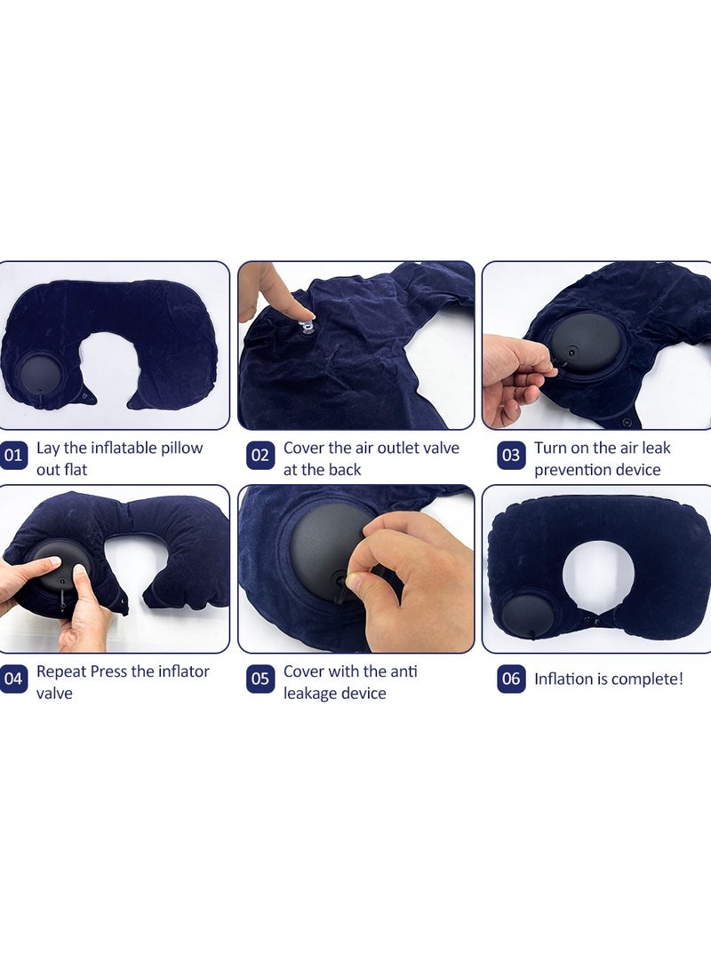 Inflatable Travel Pillow, Adjustable Inflatable Neck Pillow, Portable Inflatable Pillow U-Shaped with Eye Mask,Earplug and Carry Bag, for Airplanes,Traveling,Lumbar Support - Image 5
