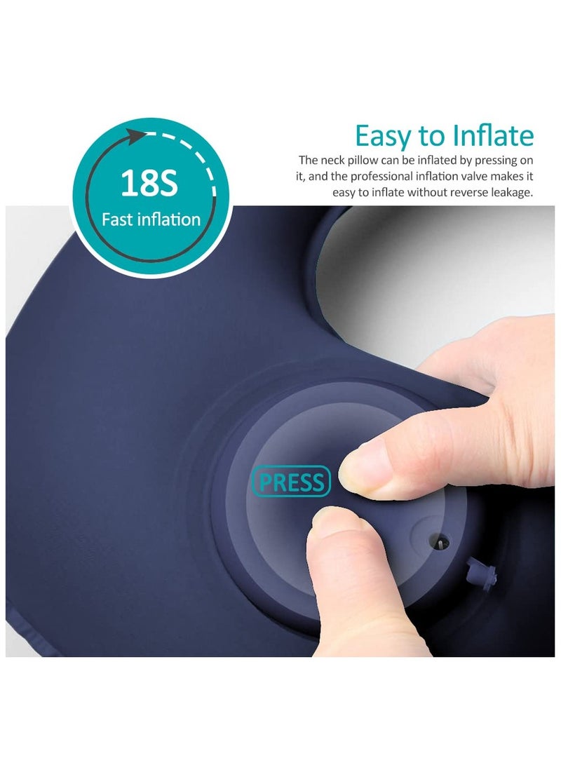 Inflatable Travel Pillow, Adjustable Inflatable Neck Pillow, Portable Inflatable Pillow U-Shaped with Eye Mask,Earplug and Carry Bag, for Airplanes,Traveling,Lumbar Support - Image 3