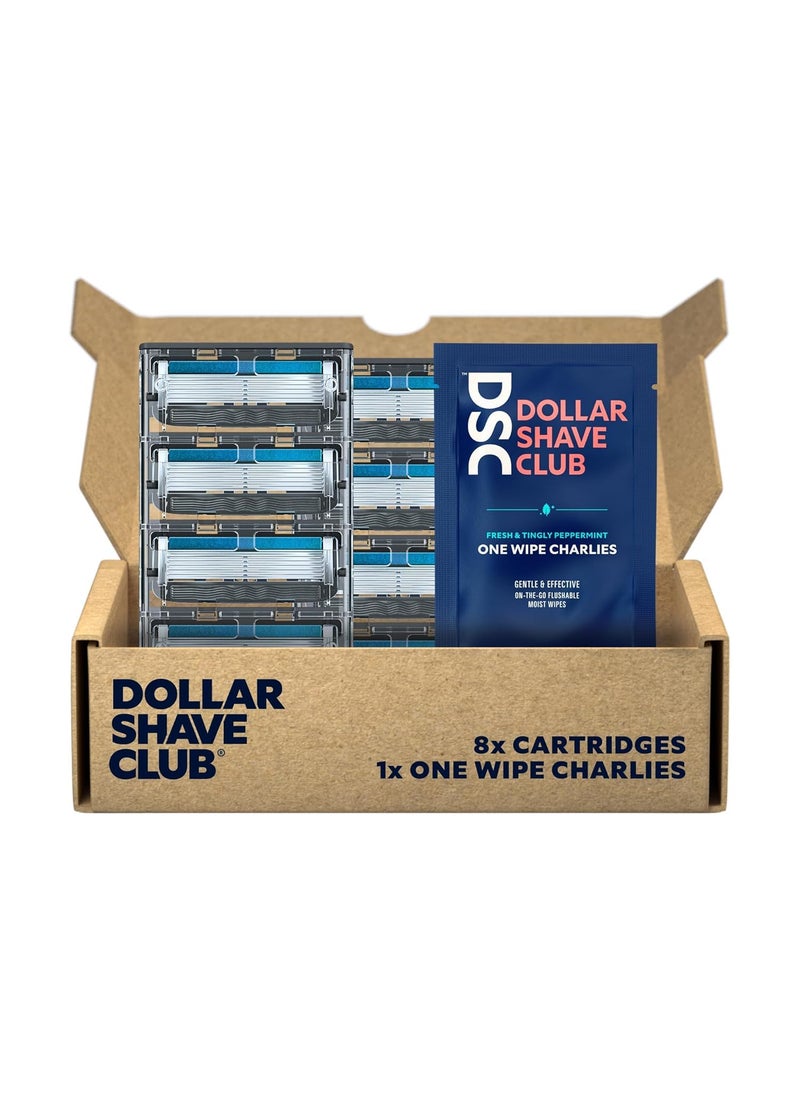 DOLLAR SHAVE CLUB Dollar Shave Club  6 Blade Razor Refills 8 Pack  6 Stainless Steel Blades for a Close  Comfortable Shave 1 One Wipe Charlies 