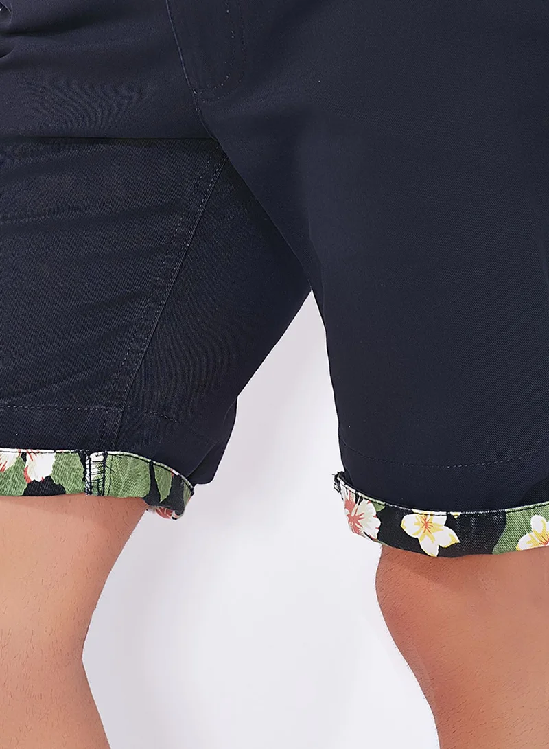 D-Struct Contrast Print Turn Up Shorts