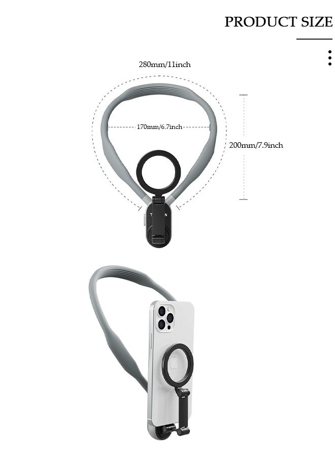 DUNISO Magnetic Neck Mount for Mobile Phone Compatible Cell Phone Neck Holder Vlog Selfie Mount Hand Free Chest Stand for iPhone 15 14 13 12 Series Android Phones - Image 2