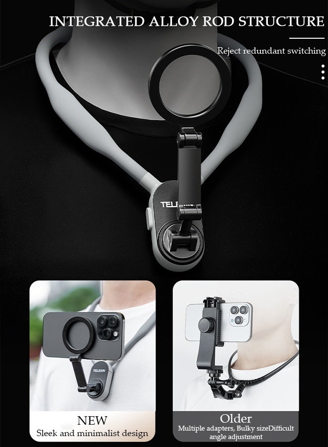DUNISO Magnetic Neck Mount for Mobile Phone Compatible Cell Phone Neck Holder Vlog Selfie Mount Hand Free Chest Stand for iPhone 15 14 13 12 Series Android Phones - Image 5