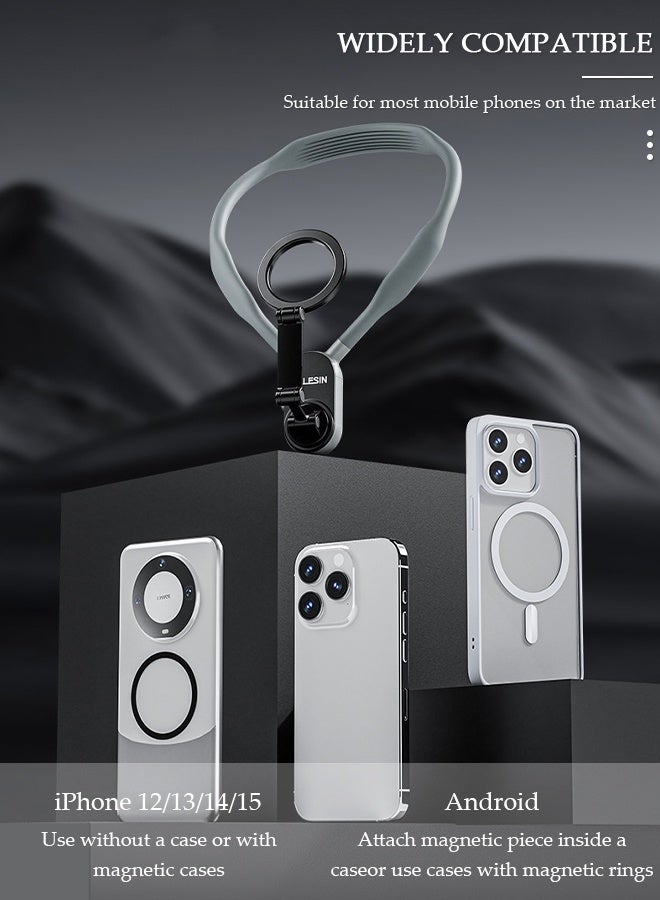 DUNISO Magnetic Neck Mount for Mobile Phone Compatible Cell Phone Neck Holder Vlog Selfie Mount Hand Free Chest Stand for iPhone 15 14 13 12 Series Android Phones - Image 4