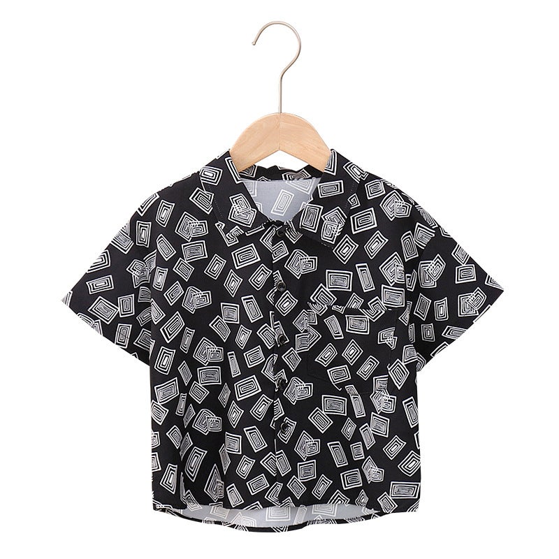 Children'S Clothing Children'S Casual Flower Shirt Ruffian Handsome Boy Beach Holiday Printed Cardigan Shirt - Image 1