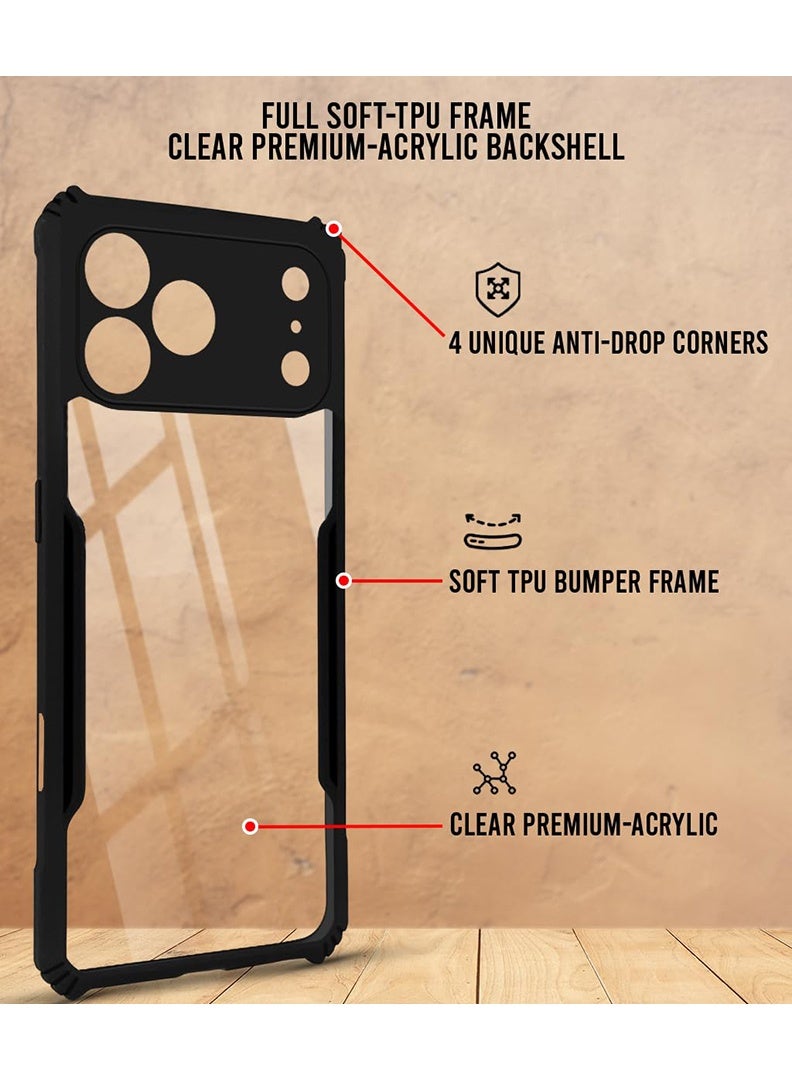 Case Up Case Compatible with Apple iPhone 17 Pro Max Crystal Clear Tactical Back Cover Case With 360 Degree Protection, Shockproof Bumper Protective Phone Cover, Anti-Scratch Hard PC Back (Clear) - Image 3