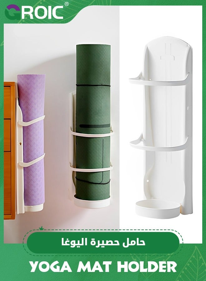 GROIC Yoga Mat Holder, Wall Mount Storage Rack Home Gym Studio Organizer for Foam Roller Foldable Removable Wall Rack for Hanging Yoga Mat, Yoga Sticks, Fitness Equipment Storage - Image 1