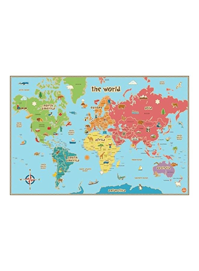 NIBEMINENT ملصق حائط مزخرف بخريطة العالم متعدد الألوان 36x24 بوصة - Image 1