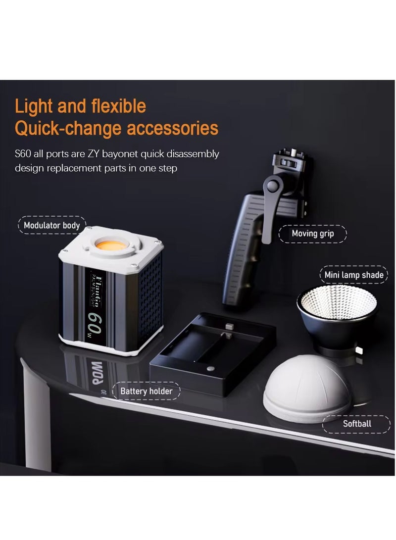 Loquat Tri-Color LED Video Light 60W COB Photography Light 2800K-6800K for Live Streaming Home Studio Comercial Photography - Image 5