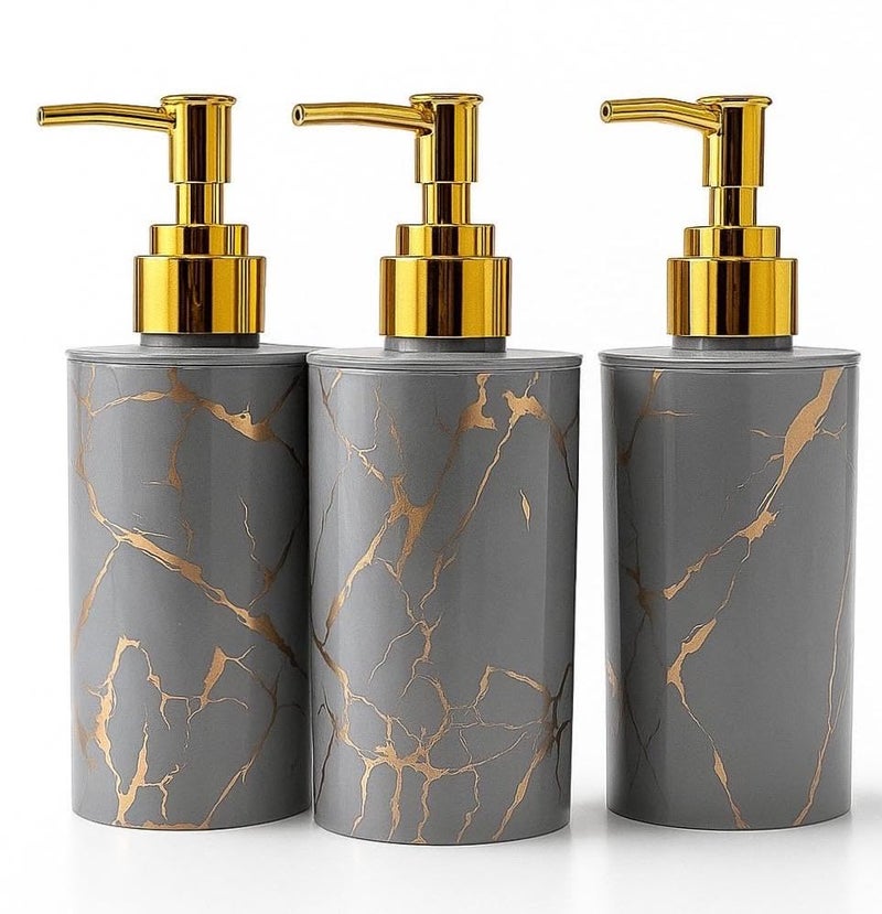 Emoh Roced Refillable Liquid Soap Dispenser. Unbreakable Plastic Dispenser for Sanitizer Lotion Shampoo. Handwash Bottle for Kitchen, Bathroom, Shower, Wash Basin, Sink - 250ML (Grey, Pack of 3) - Image 1