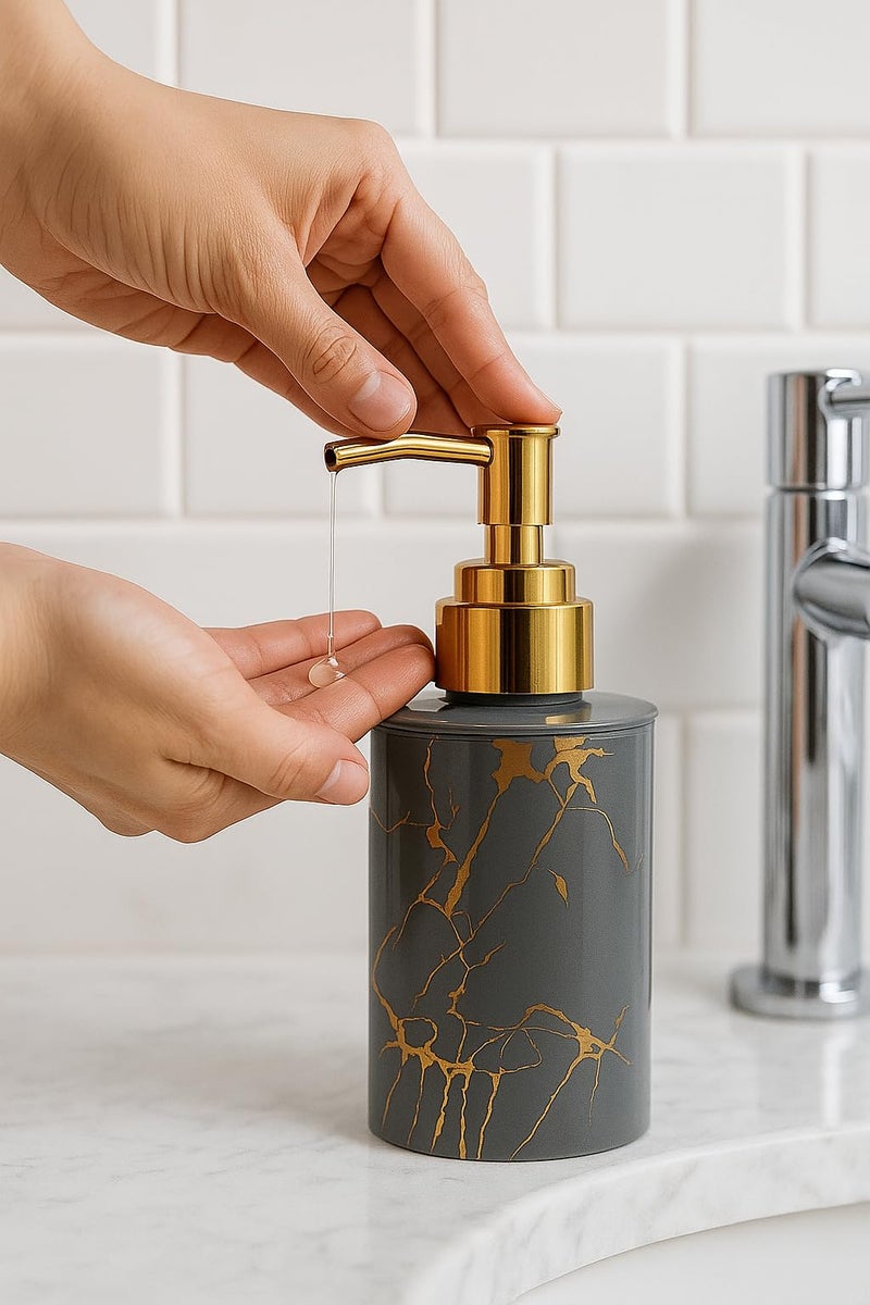 Emoh Roced Refillable Liquid Soap Dispenser. Unbreakable Plastic Dispenser for Sanitizer Lotion Shampoo. Handwash Bottle for Kitchen, Bathroom, Shower, Wash Basin, Sink - 250ML (Grey, Pack of 3) - Image 4