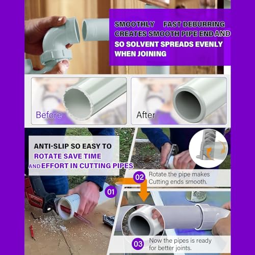 Bewinner Plastic Pipe Deburring Tool, Professional Effective 1 1/4 to 4in PVC Tubing Plumbing Reamer Chamfer for PVC, CPVC, ABS, PP and PE Pipes - Image 4