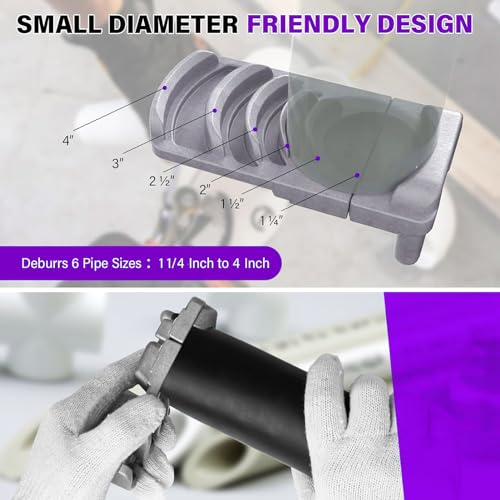 Bewinner Plastic Pipe Deburring Tool, Professional Effective 1 1/4 to 4in PVC Tubing Plumbing Reamer Chamfer for PVC, CPVC, ABS, PP and PE Pipes - Image 5