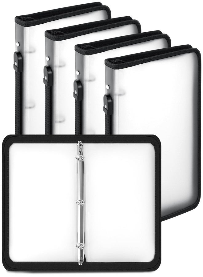 Teling 4 Pcs Zipper Binder with 3 Ring Zipper 2 Inch Binder, Refillable Plastic Clear Binder File Organizer Planner for Projects, Assignments, Memos, School Work, 13.2 x 10 Inch (Clear) - Image 1