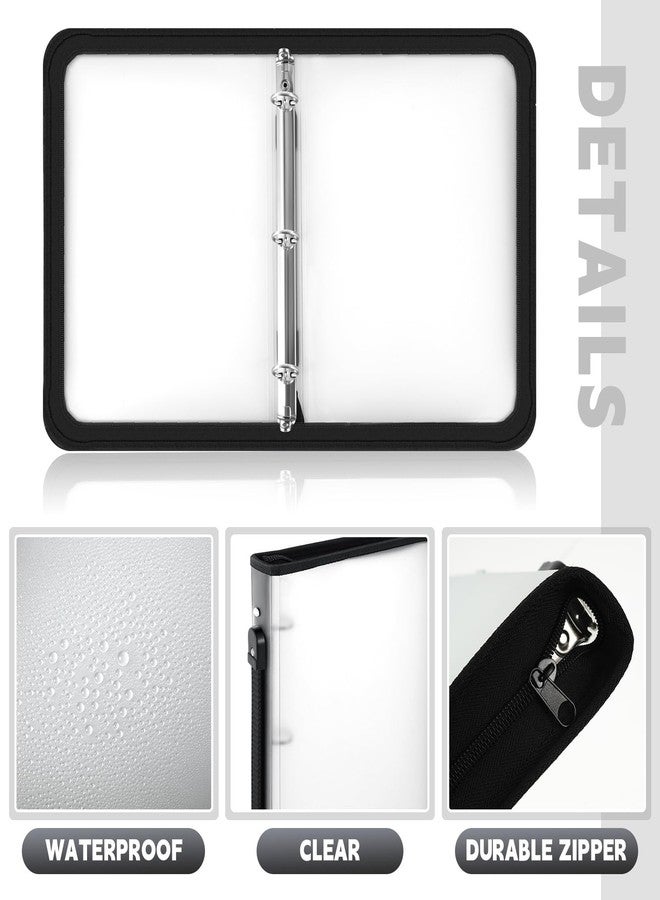 Teling 4 Pcs Zipper Binder with 3 Ring Zipper 2 Inch Binder, Refillable Plastic Clear Binder File Organizer Planner for Projects, Assignments, Memos, School Work, 13.2 x 10 Inch (Clear) - Image 3