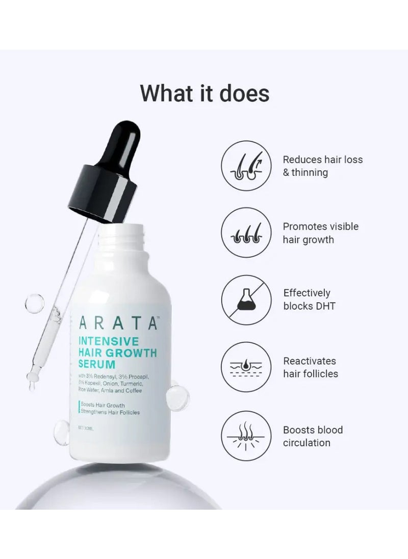 ARATA - Arata Intensive Hair Growth Serum With 3% Redensyl, 3% Procapil, Onion, Turmeric, Rice Water | Controls Hair Fall, Stimulates Hair Growth, Increases Hair Density | Hair Growth Serum for Men & Women | - Image 1