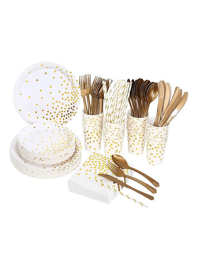 إسكدنيا طقم أدوات مائدة يمكن استخدامها مرة واحدة  فقط مكون من 200 قطعة - Image 1