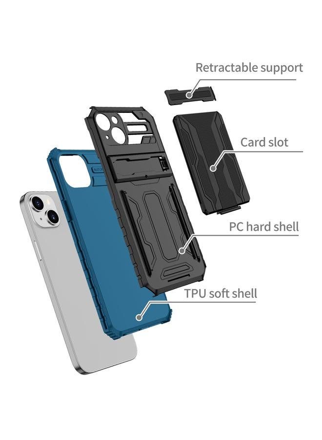 S-TOP Case For iPhone 15 Plus Kickstand Armor Card Wallet Phone Case - Image 3