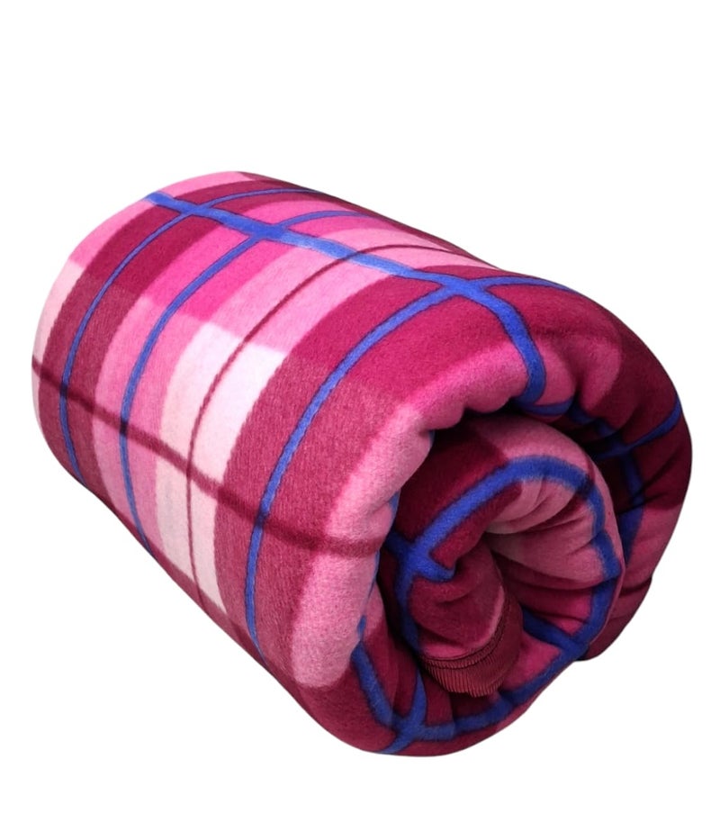 CHANDRAVATI Modern Check Polar Fleece All Season Blanket with || Satan Border || 500 TC || Heavy Quality || (Pink, Single) - Image 3