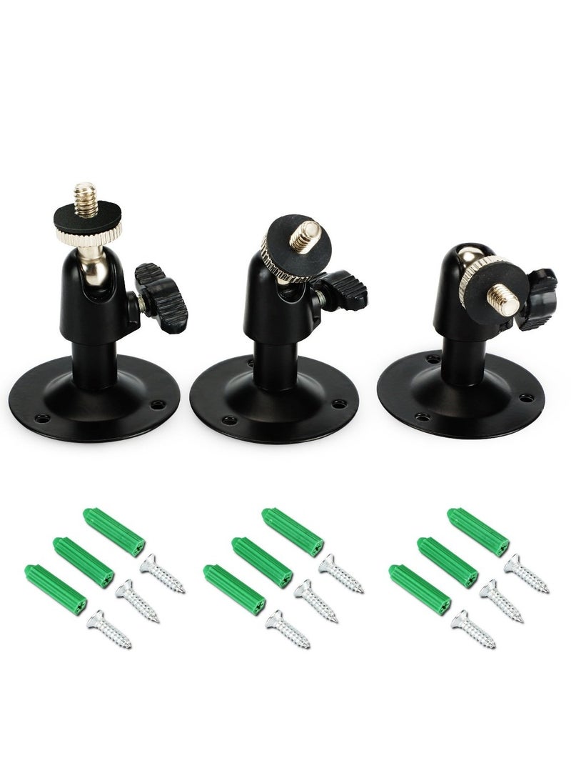 KASTWAVE - Security Wall Mount for Oculus Sensor Arlo, Arlo Pro, R Stick Up Cam Wired, Metal Security Camera Bracket Outdoor Indoor 360° Rotation 1/4" Screw Camera (3 Pack, Black) - Image 1