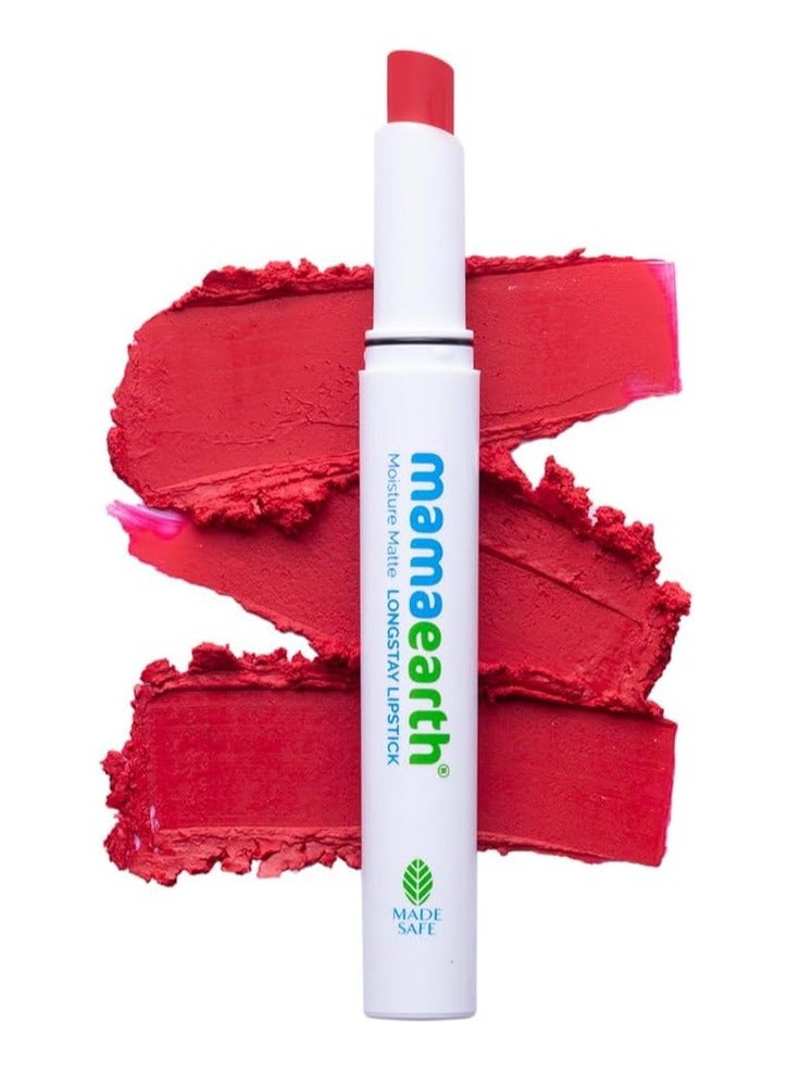 Mamaearth Moisture Matte Longstay Lipstick with Avocado Oil & Vitamin E for 12 Hour Long Stay - 07 Raspberry Scarlet - 2 g - Image 1