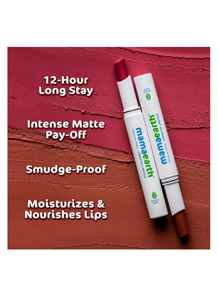 Mamaearth Moisture Matte Longstay Lipstick with Avocado Oil & Vitamin E for 12 Hour Long Stay - 07 Raspberry Scarlet - 2 g - Image 3