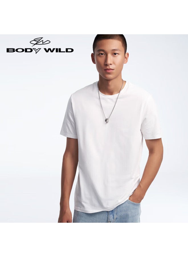 Bodywild Couple Matching Comfortable Base Layer Wearable Short-sleeve Fashion T-shirt Zbn12qu1 White 160 - Image 1