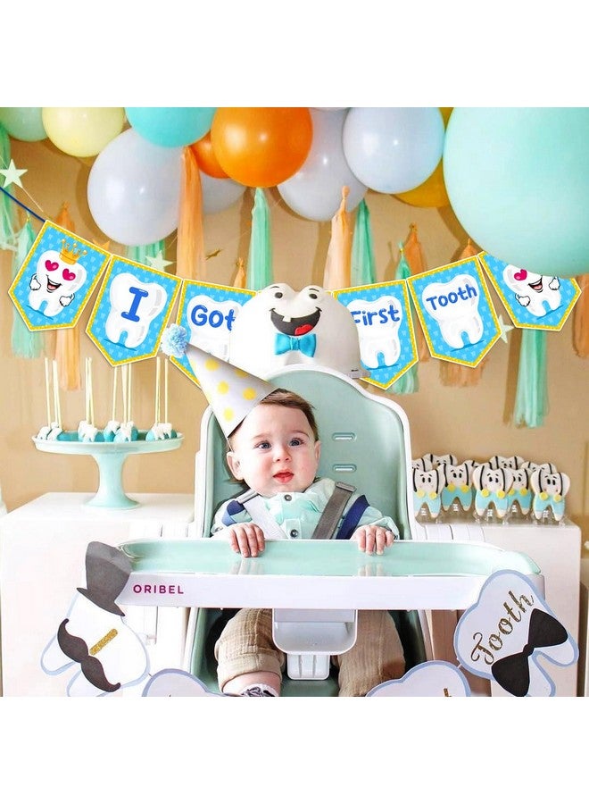 Zyozique ® I Got My First Tooth Decorations Paper Bunting Paper Banner | First Tooth Decoration Items for Baby Boy - First Tooth Paper Banner for Decorations (Pack of 1) (Blue) - Image 4