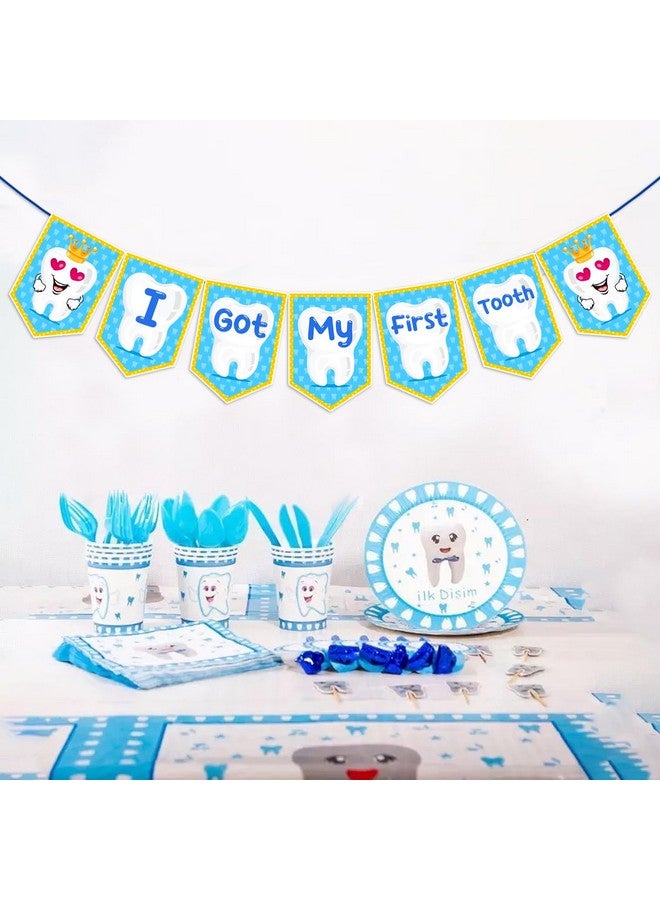Zyozique ® I Got My First Tooth Decorations Paper Bunting Paper Banner | First Tooth Decoration Items for Baby Boy - First Tooth Paper Banner for Decorations (Pack of 1) (Blue) - Image 5