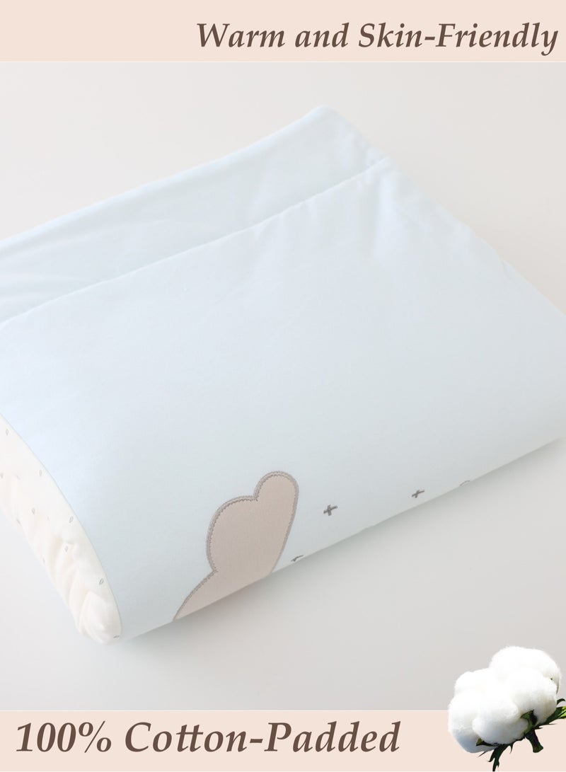 Thin Pure Cotton Embroidery KidsQuilt, Natural Cotton Filling BreathableSkin-Friendly Lightweight Comforter,All Season Use For Toddler Baby120x150cm - Image 2