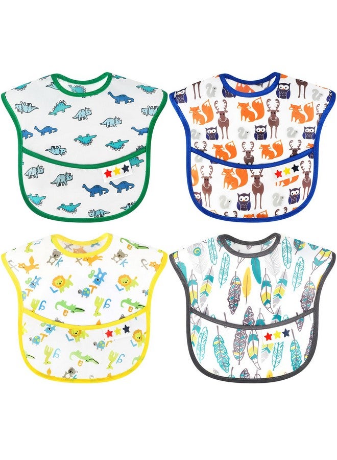 Accmor 4 Pack Baby Bibs, Waterproof Sleeved Bibs Smock for Toddler Baby Girls Boys Smock Eating Feeding - Image 1