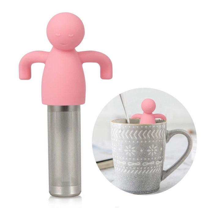 LOOSE LEAF TEA STEEPER CUTE TEA INFUSER FOR GIRL KIDS EXTRA FINE MESH TEA BALL STAINLESS STEEL TEA FILTER WITH SILICONE LID FOR CUP MUG POT PINK