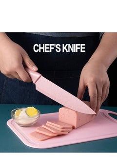 Generic Non-Stick Lightweight Kitchen Knives with Comfortable Handle, Includes Chef Knife, Slicing Knife, Precision Cutter, Paring Knife, Vegetable Peeler, and Scissors - 6 Pieces Multicolour  - Image 5