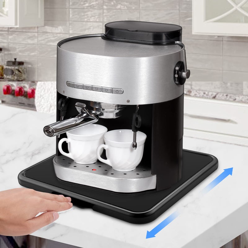 SERMICLE Kitchen Appliance Sliding Tray,Coffee Maker Rolling Tray Under Cabinet Appliance Organizer Toaster Blender Air Fryer Stand Mixer Countertop Storage Moving Slider (Steel, 13.8"W x 11.7"D) - Image 2
