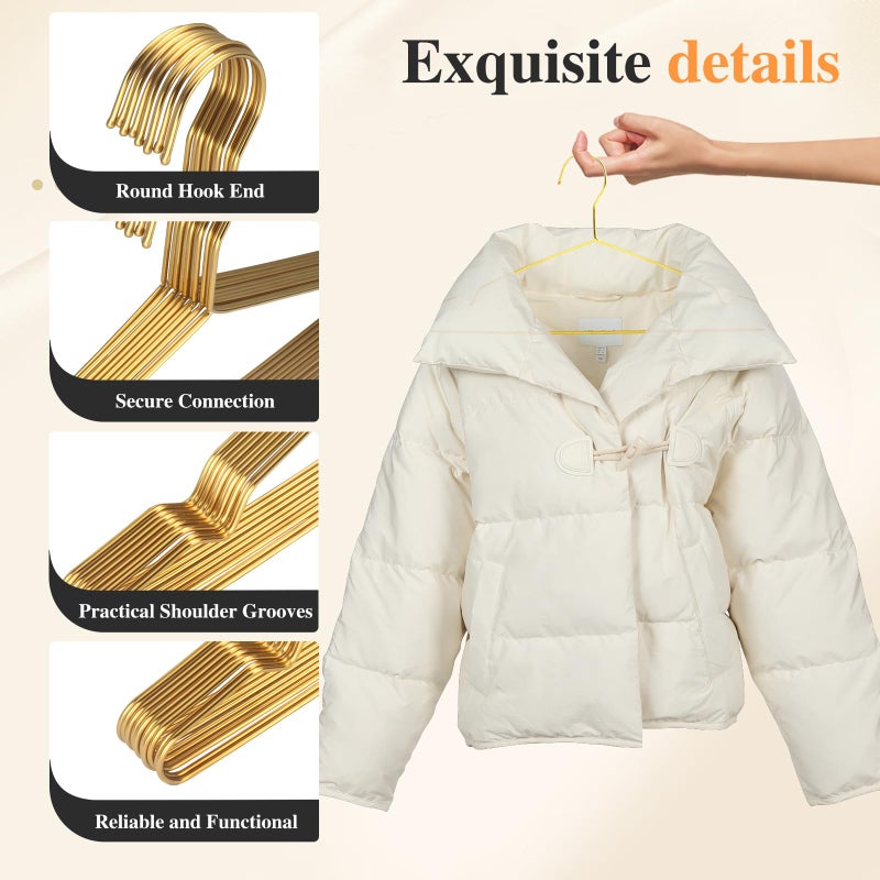 Otiamo 100 Pcs Stainless Steel Gold Metal Hanger for Clothes 16.5" Wire Hangers for Coat Suit Bridal Boutique Dress Closet Dorm Clothing Rack - Image 4
