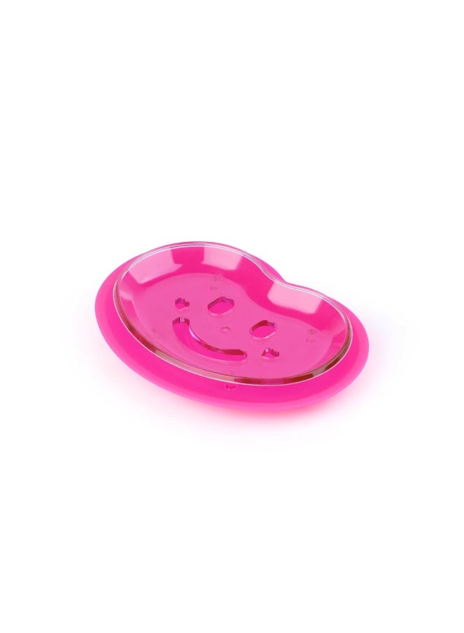 2 pieces Smiley Face Soap Holder Self-Draining Soap Dish Tray for Bathroom and Kitchen, Pink - Image 1