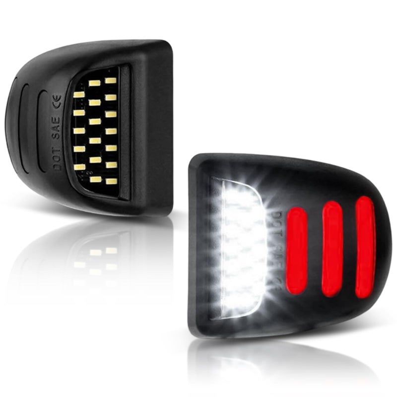 LESAUCE Red OLED Neon Tube LED License Plate Lights Tag Lights Assembly Replacement for Chevy Silverado GMC Sierra 1500 2500 3500 Tahoe Suburban Escalade Yukon XL 2PCS