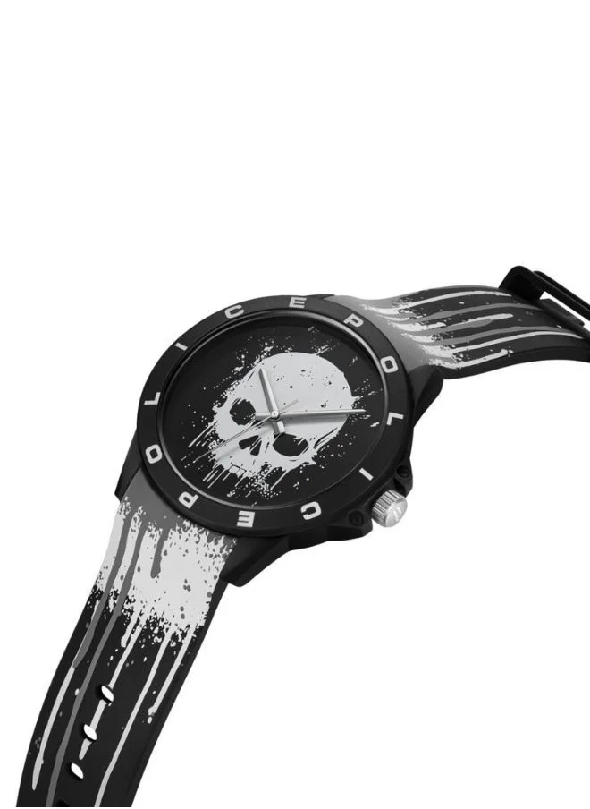 POLICE Sketch Watch Unisex Black Dial And Black Silicone Strap