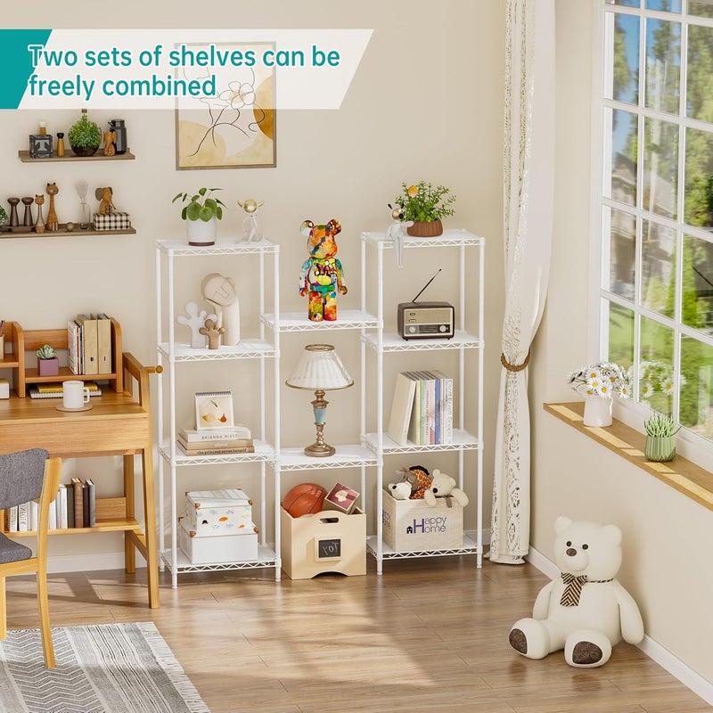 SINGAYE Estantes para Cocina 5 Tier Shelf Wire Cabinet Bathroom Organizer Metal Pantry Kitchen Small Garage Shelf Laundry Room Organization Corner Shelf White 10"D x 16"W - Image 4