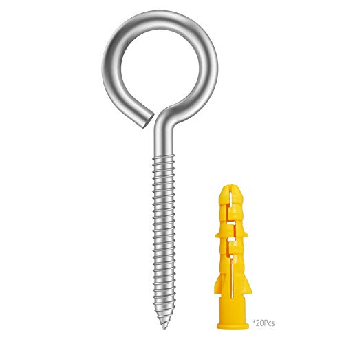 ZUSFUL 20pcs 2-3/4” 304 Stainless Screw Eyes Small Eyelet Screws Lag Eyebolt Steel Heavy Duty Hook Duty Lag Thread Eyebolt (20 pcs 2-3/4") - Image 1