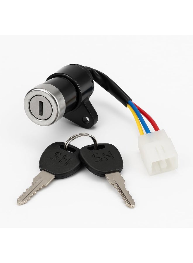 FUKUKAWA Electric Scooter Ignition Key Lock with 3 Pin Connector and 2 Keys for E-Bikes, Delivery Scooters and Electric Bikes - Image 1