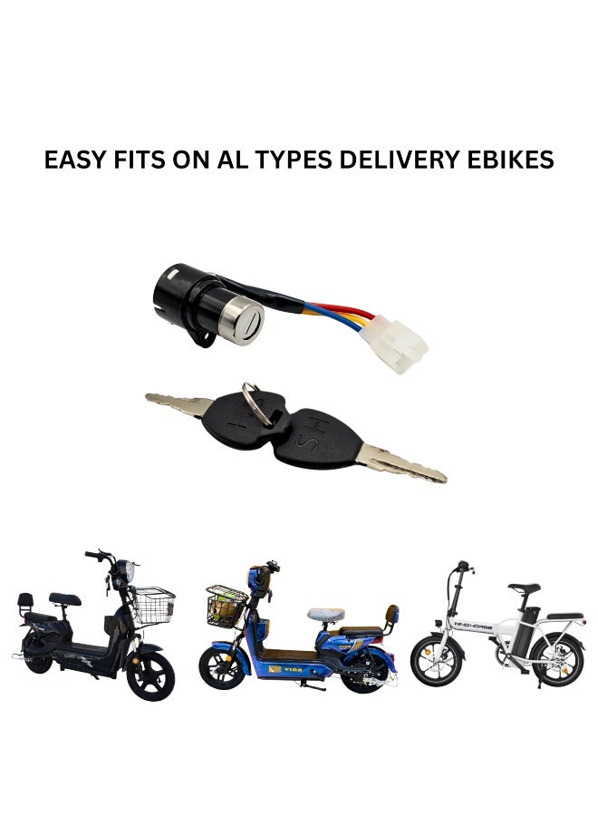 FUKUKAWA Electric Scooter Ignition Key Lock with 3 Pin Connector and 2 Keys for E-Bikes, Delivery Scooters and Electric Bikes - Image 5