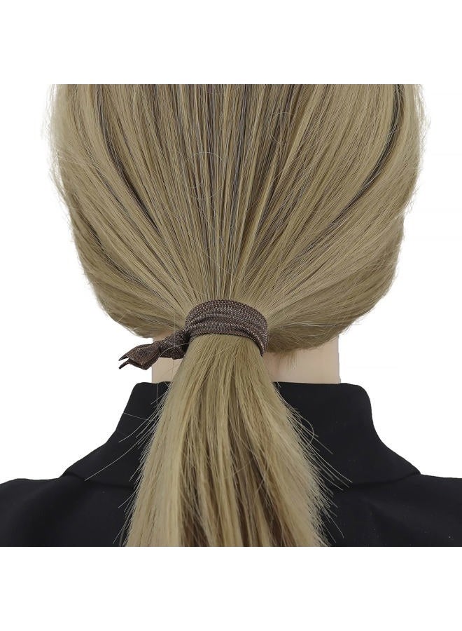 manipepe 50 Pack Solid Color Knotted Hair Ties - No Crease Hair Ponytail Elastics for Women and Girls (brown) - Image 3