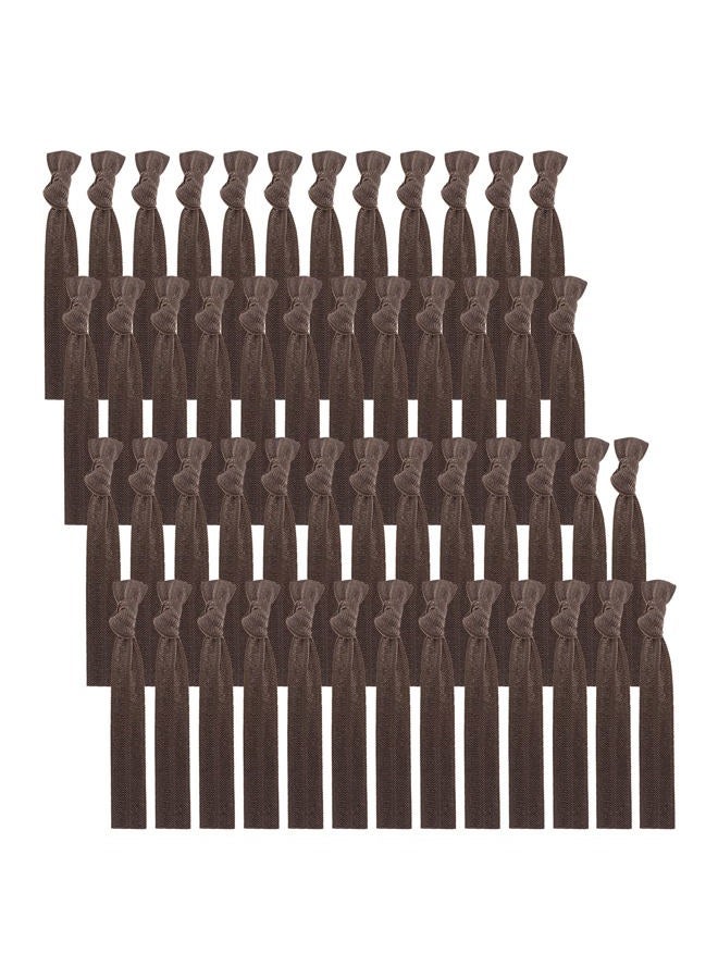 manipepe 50 Pack Solid Color Knotted Hair Ties - No Crease Hair Ponytail Elastics for Women and Girls (brown) - Image 1